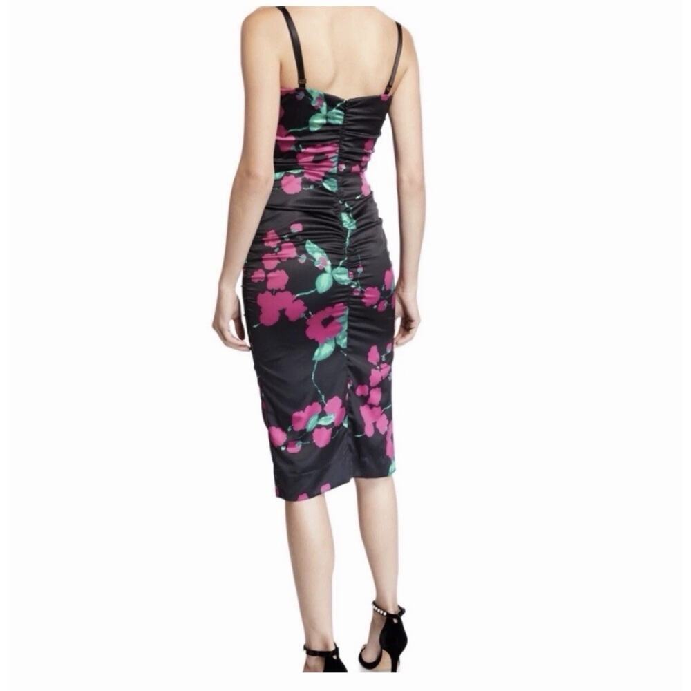 NWT Milly Stain Floral Midi Dress Strap Size 4 Slit, zip adjustable Straight nk - Picture 8 of 9